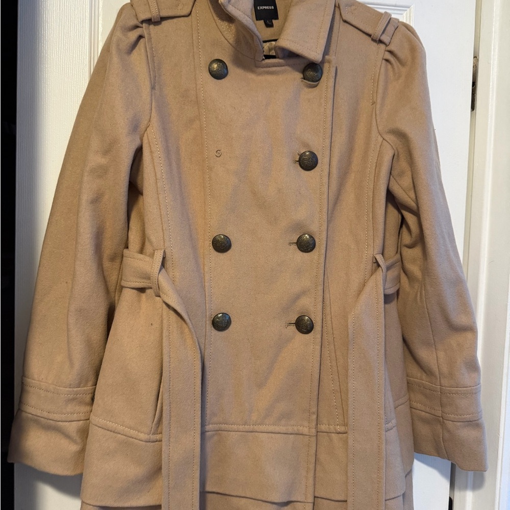Express Women's Beige Double-Breasted Trench Coat